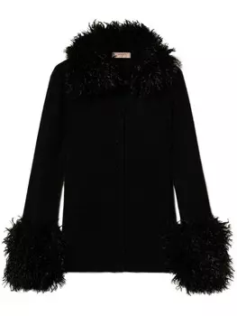 Кардиган TWINSET с отделкой из искусственного меха, черный