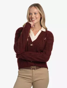 Кардиган U.S. Polo Assn. Classic Cable, темно-бордовый