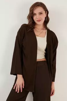 Кардиган удобного кроя из жатой ткани 5864982 Lela, коричневый