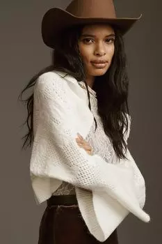 Кардиган укороченный Anthropologie с рюшами, слоновая кость