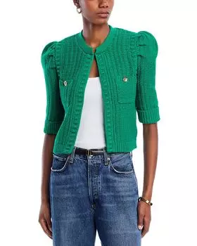 Кардиган укороченный фактурный Delilah L'AGENCE, зеленый