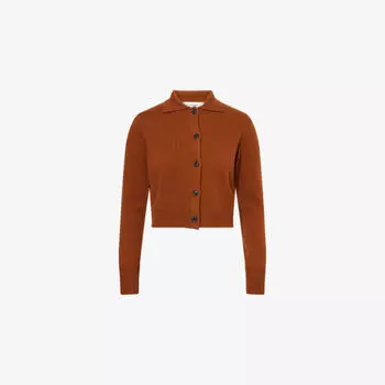Кардиган укороченный Frame с отложным воротником, каштановый