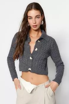 Кардиган укороченный Trendyol, антрацитовый
