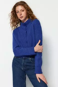 Кардиган укороченный Trendyol Saks с воротником-стойкой и мягкой текстурой