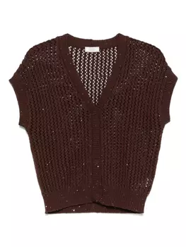 Кардиган, украшенный пайетками Peserico, коричневый