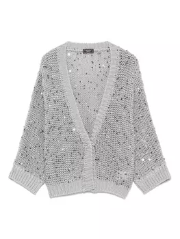 Кардиган, украшенный пайетками Peserico, серый