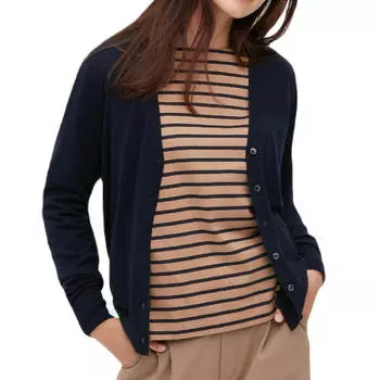 Кардиган Uniqlo Extra Fine Merino V Neck, темно-синий