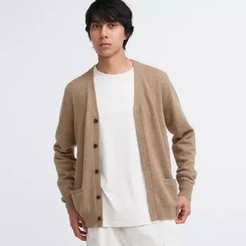 Кардиган Uniqlo Premium Lambswool, бежевый