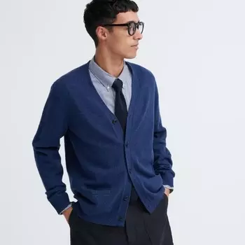 Кардиган Uniqlo Premium Lambswool, синий