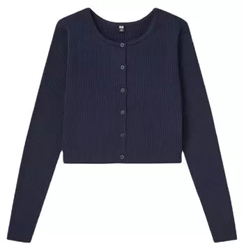 Кардиган Uniqlo Supima Cotton Cropped, темно-синий