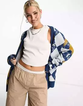 Кардиган унисекс свободной вязки с узором ромб и логотипом Karl Kani