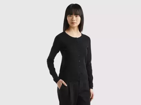 Кардиган United Colors of Benetton с фирменной этикеткой, черный