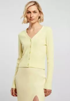 Кардиган Urban Classics LADIES SHORT RIB KNIT CARDIGAN, цвет Softyellow