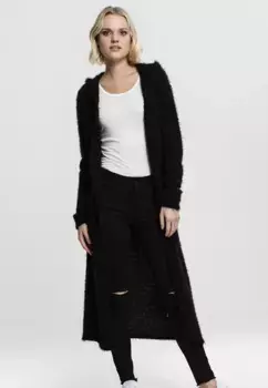 Кардиган URBAN CLASSICS " Urban Classics Ladies Hooded Feather Cardigan", черный