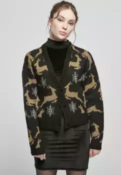 Кардиган URBAN CLASSICS " Urban Classics Ladies Short Oversized Christmas Cardigan", черный