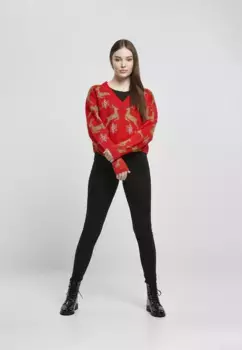 Кардиган URBAN CLASSICS " Urban Classics Ladies Short Oversized Christmas Cardigan", цвет Red/Gold