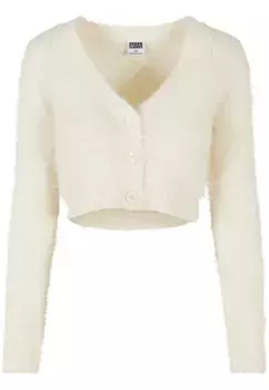 Кардиган URBAN CLASSICS " Urban Classics Ladies укороченный кардиган с перьями", белый