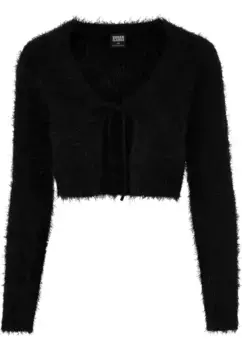 Кардиган URBAN CLASSICS " Urban Classics Ladies завязанный укороченный кардиган с перьями", черный