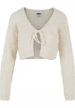 Кардиган URBAN CLASSICS " Urban Classics Ladies завязанный укороченный кардиган с перьями", белый