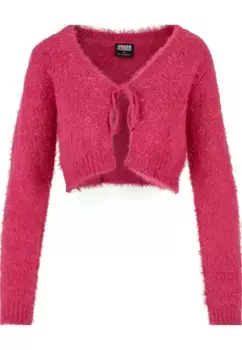 Кардиган URBAN CLASSICS " Urban Classics Ladies завязанный укороченный кардиган с перьями", розовый