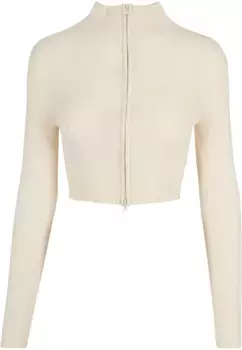Кардиган URBAN CLASSICS "Женский укороченный кардиган в рубчик с молнией Urban Classics", белый