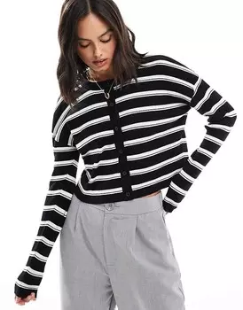 Кардиган узкого кроя с круглым вырезом в полоску ASOS DESIGN