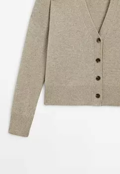 Кардиган V-NECK Massimo Dutti, светло-коричневый