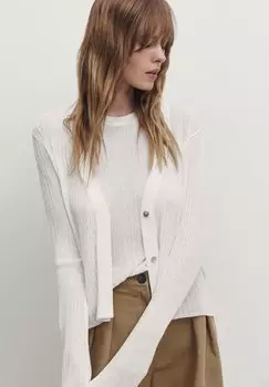 Кардиган V-NECK OPEN Massimo Dutti, цвет white
