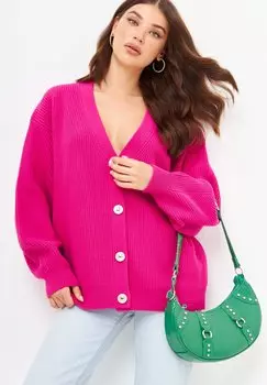 Кардиган V-образный вырез Cesare Gaspari, цвет fushia
