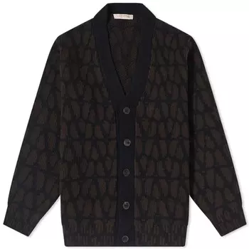 Кардиган Valentino с V-образным логотипом, черный