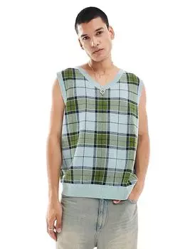 Кардиган Vans Almondwood Checkered в сером и зеленом цветах