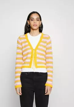 Кардиган Vero Moda Cardigan, сияющий желтый/бонбон/светло-бежевый ирландский/бежевый