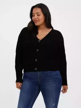 Кардиган Vero Moda Curve "VMLEA LS V-NECK CUFF CARDIGAN NOOS CUR", черный