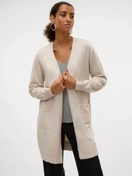 Кардиган Vero Moda Damen Cardigan lange Strickjacke loose fit, песочный