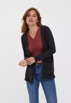 Кардиган Vero Moda DOFFY OPEN HOOD NOOS, цвет black melange