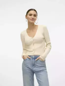 Кардиган Vero Moda "VMGLORY RIB LS V-NECK CARDIGAN GA NOOS", цвет Birch