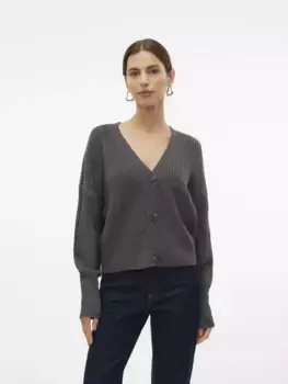 Кардиган Vero Moda "VMLEA LS КАРДИГАН С V-образным вырезом и манжетами ", цвет Asphalt Detail:W. Phantom/Tornado