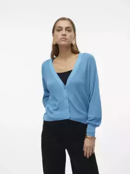 Кардиган Vero Moda "VMNEWLEXSUN LS SHORT V-NECK CAR GA NOOS", цвет Bonnie Blue