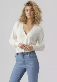 Кардиган Vero Moda "VMNEWLEXSUN LS SHORT V-NECK CAR GA NOOS", белый