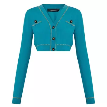 Кардиган Versace Cropped Knit, бирюзовый