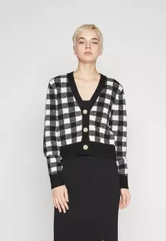 Кардиган VILA КАРДИГАН VICHEKINA С V-образным вырезом, цвет black checks/cloud dancer