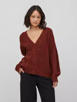 Кардиган Vila Kuschelige Strickjacke Langarm V Neck VIJAMINA, цвет Weinrot