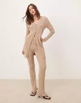 Кардиган Vila longline ribbed cardigan co-ord цвета коричневого