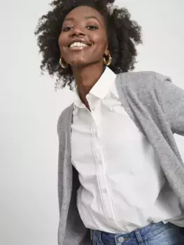 Кардиган Vila "VIRIL OPEN ТРИКОТАЖНЫЙ КАРДИГАН L/S - NOOS", серый