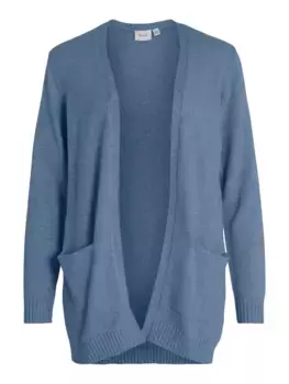 Кардиган Vila "VIRIL OPEN ТРИКОТАЖНЫЙ КАРДИГАН L/S - NOOS", цвет Coronet Blue Detail:Dark Melange