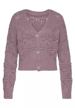 Кардиган Vivance Ajourstrickjacke, цвет mauve