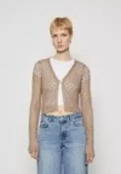 Кардиган VMLEILANI STITCH CROPPED Vero Moda, коричневато-серый