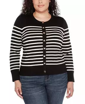 Кардиган в бретонскую полоску больших размеров Свитер больших размеров Belldini, черный
