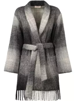 Кардиган в клетку Agnona, серый