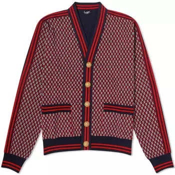 Кардиган в клетку Balmain с монограммой, мультиколор